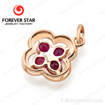 Bijoux en or Quattrefoil Shape Ruby 18k Pendentif